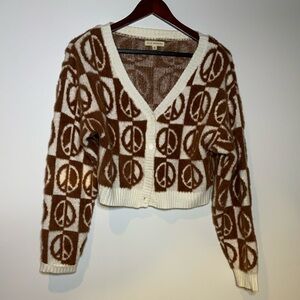 La Hearts Brown and Cream Peace Cardigan